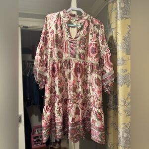 Jade Melody Tam Floral Pink and Green Boho Dress